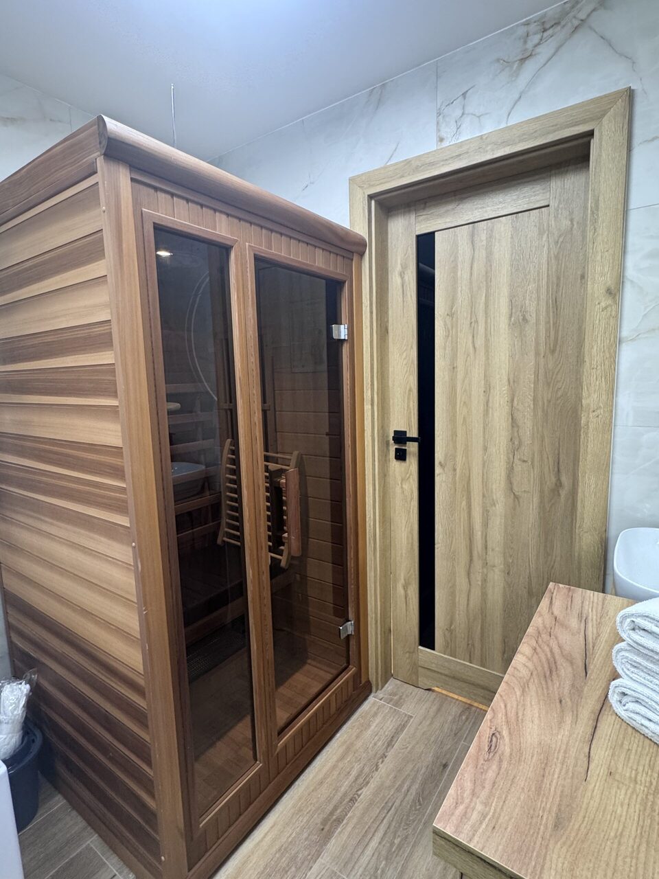 Sauna dans la salle de bains – Appartement Centrum, Międzyzdroje
