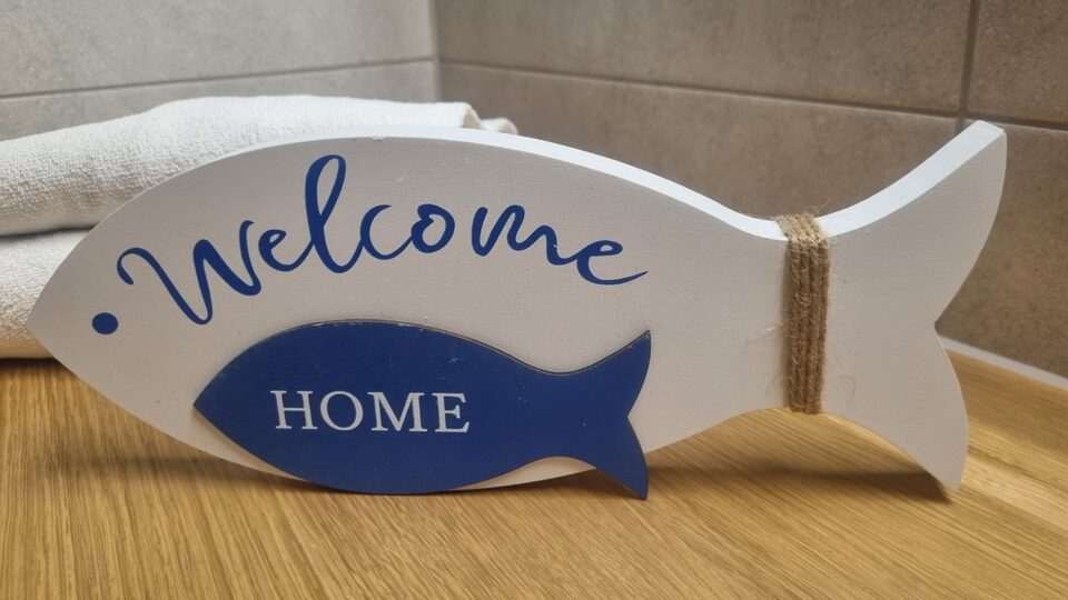 Welcome Home-dekoration på badeværelset – Lejlighed Otimo, Międzyzdroje